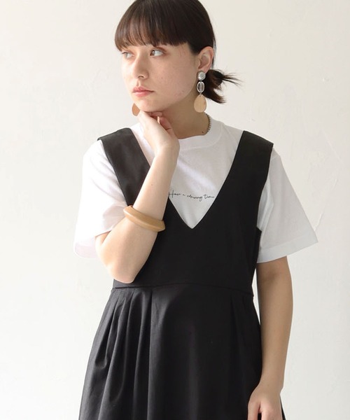 HER CLOSET（ハークローゼット）の「【shemoshelly】WEB限定5.6オンスカリグラフィーロゴTシャツ（Tシャツ/カットソー・レディース・ホワイト系その他2/ホワイト系その他/ブラック系その他/ブラック系その他2・M/L/S）」の6枚目の写真