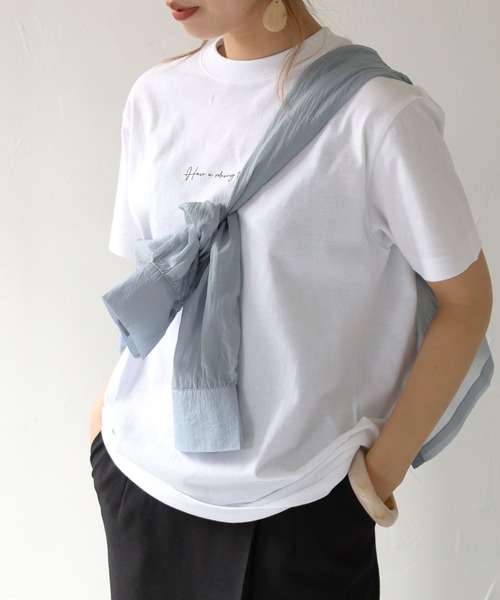 HER CLOSET（ハークローゼット）の「【shemoshelly】WEB限定5.6オンスカリグラフィーロゴTシャツ（Tシャツ/カットソー・レディース・ホワイト系その他2/ホワイト系その他/ブラック系その他/ブラック系その他2・M/L/S）」の15枚目の写真