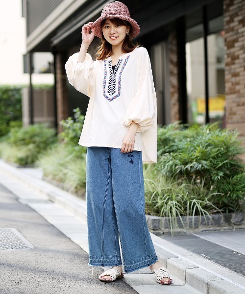 チチカカ（チチカカ）の「リサイクルコットン×チロリープルオーバー（シャツ/ブラウス・レディース・ホワイト/ブラック・FREE）」の3枚目の写真