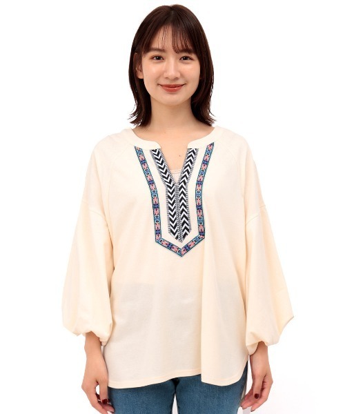 チチカカ（チチカカ）の「リサイクルコットン×チロリープルオーバー（シャツ/ブラウス・レディース・ホワイト/ブラック・FREE）」の5枚目の写真