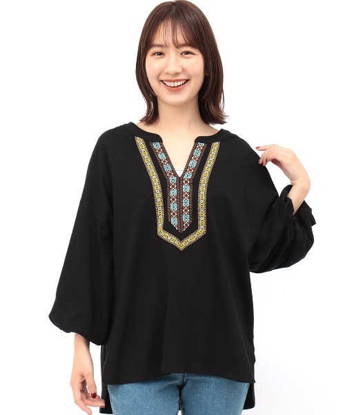 チチカカ（チチカカ）の「リサイクルコットン×チロリープルオーバー（シャツ/ブラウス・レディース・ホワイト/ブラック・FREE）」の6枚目の写真