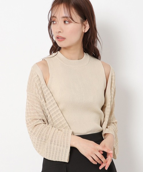 mysty woman（ミスティウーマン）の「アメスリニットタンク 283376（タンクトップ・レディース・ブラック/パープル/オレンジ/ライトベージュ・FREE）」の2枚目の写真