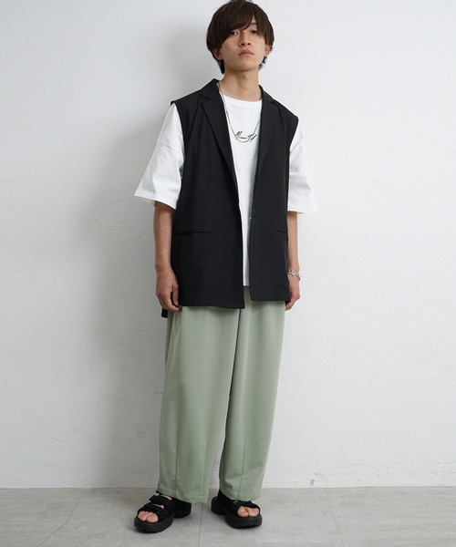 MinoriTY(マイノリティ)の「ルーズ イージーパンツ ワイドパンツ 2タック スラックス 梨地素材 ワイド バルーンパンツ 春服 冬服(スラックス・メンズ・ブラック/ベージュ/ミント・M/L)」の12枚目の写真