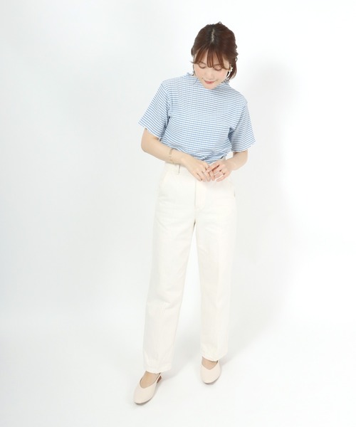 Salong hameu（サロン ハミュー）の「ギンガムチェック シアー ジャガードメローTシャツ（Tシャツ/カットソー・レディース・ブラック/ブルー/グリーン・M/L）」の10枚目の写真