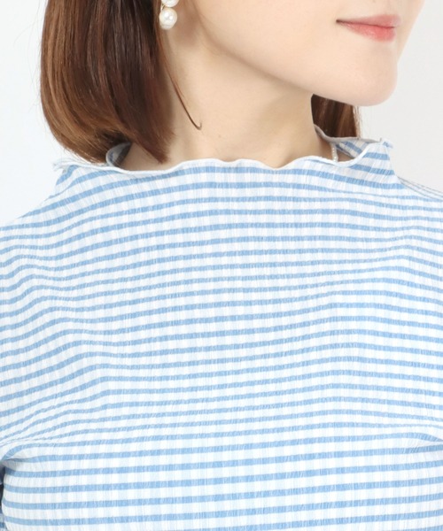 Salong hameu（サロン ハミュー）の「ギンガムチェック シアー ジャガードメローTシャツ（Tシャツ/カットソー・レディース・ブラック/ブルー/グリーン・M/L）」の11枚目の写真