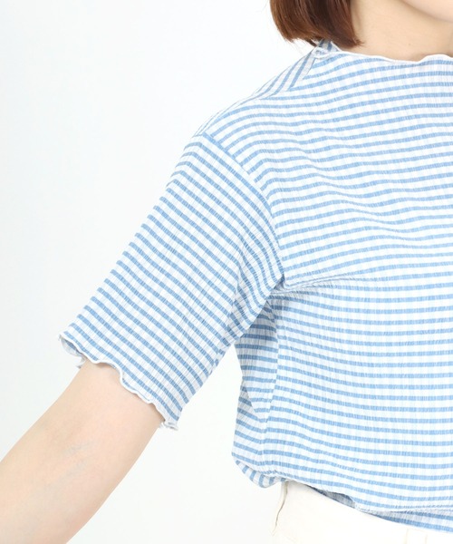 Salong hameu（サロン ハミュー）の「ギンガムチェック シアー ジャガードメローTシャツ（Tシャツ/カットソー・レディース・ブラック/ブルー/グリーン・M/L）」の13枚目の写真