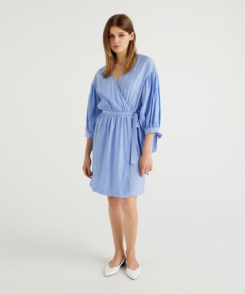 リボン5分袖カシュクールミニワンピース ワンピース ワンピース ドレス Colors Benetton Benetton United Colors Of Benetton ベネトンユナイテッドカラーズオブベネトン のファッション 正本