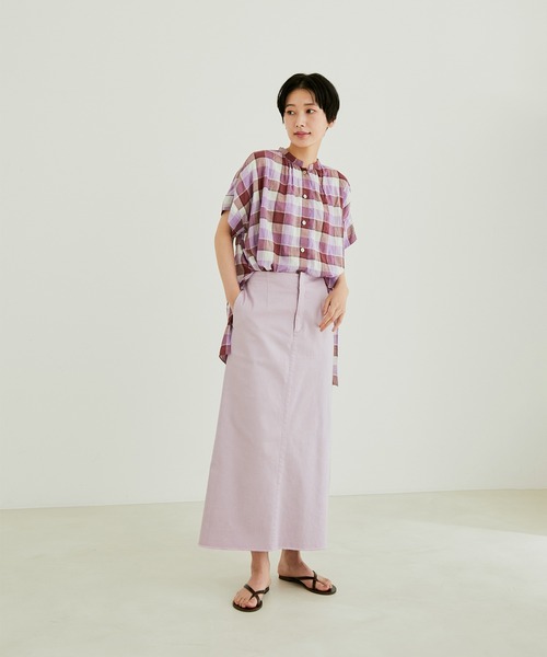 SALON adam et rope'（サロン アダム エ ロペ）の「【洗える】シルク混チェックオーバーシャツブラウス（シャツ/ブラウス・レディース・パープル/オレンジ・FREE）」の11枚目の写真