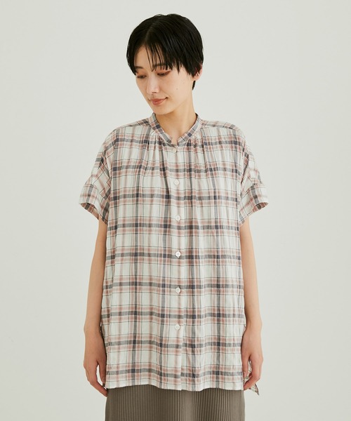 SALON adam et rope'（サロン アダム エ ロペ）の「【洗える】シルク混チェックオーバーシャツブラウス（シャツ/ブラウス・レディース・パープル/オレンジ・FREE）」の10枚目の写真