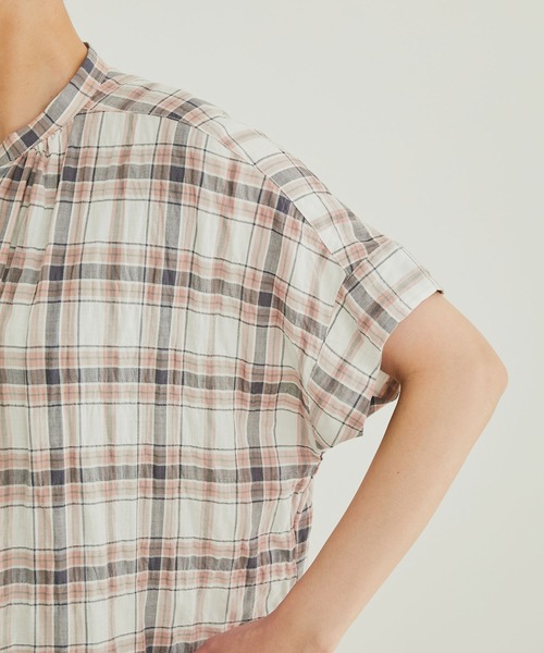 SALON adam et rope'（サロン アダム エ ロペ）の「【洗える】シルク混チェックオーバーシャツブラウス（シャツ/ブラウス・レディース・パープル/オレンジ・FREE）」の12枚目の写真