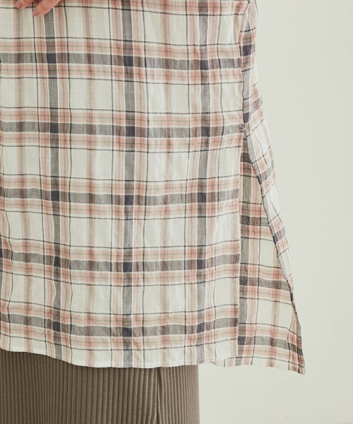 SALON adam et rope'（サロン アダム エ ロペ）の「【洗える】シルク混チェックオーバーシャツブラウス（シャツ/ブラウス・レディース・パープル/オレンジ・FREE）」の8枚目の写真