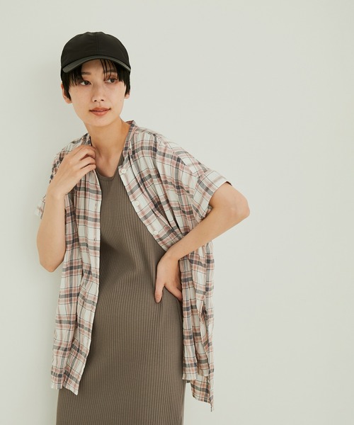 SALON adam et rope'（サロン アダム エ ロペ）の「【洗える】シルク混チェックオーバーシャツブラウス（シャツ/ブラウス・レディース・パープル/オレンジ・FREE）」の13枚目の写真