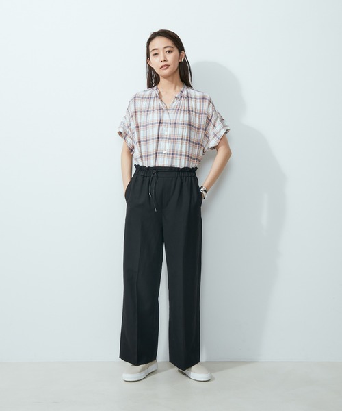 SALON adam et rope'（サロン アダム エ ロペ）の「【洗える】シルク混チェックオーバーシャツブラウス（シャツ/ブラウス・レディース・パープル/オレンジ・FREE）」の15枚目の写真