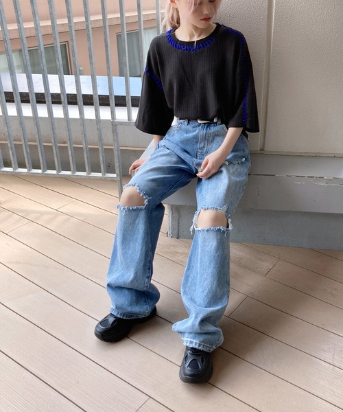 Figments(フィグメンツ)の「ステッチサマーニット(ニット/セーター・レディース・ホワイト/ブラック/カーキ・FREE)」の16枚目の写真