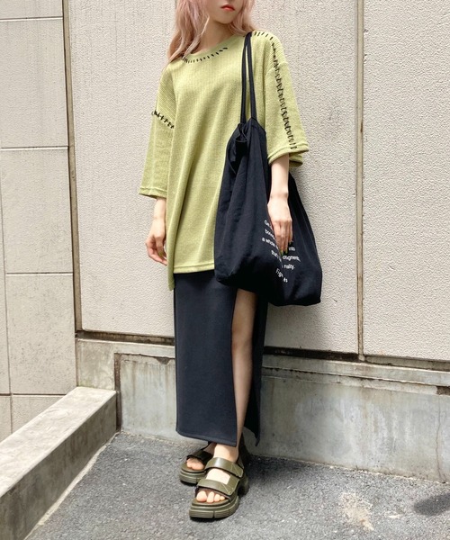 Figments(フィグメンツ)の「ステッチサマーニット(ニット/セーター・レディース・ホワイト/ブラック/カーキ・FREE)」の18枚目の写真