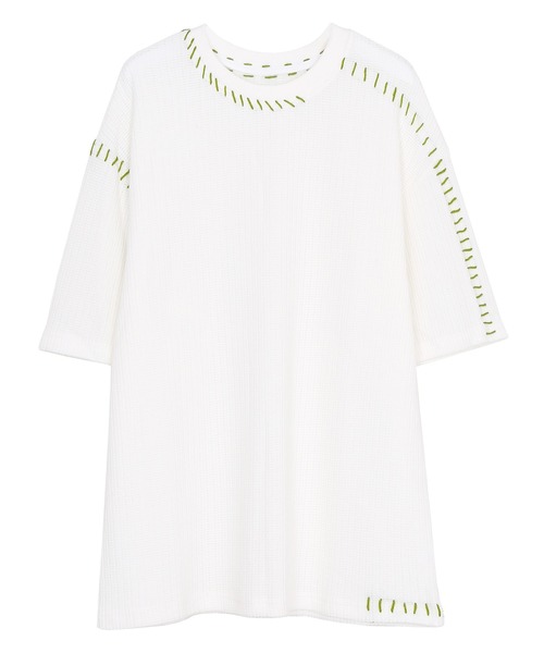 Figments(フィグメンツ)の「ステッチサマーニット(ニット/セーター・レディース・ホワイト/ブラック/カーキ・FREE)」の12枚目の写真