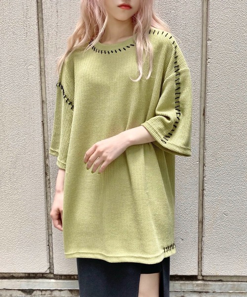 Figments(フィグメンツ)の「ステッチサマーニット(ニット/セーター・レディース・ホワイト/ブラック/カーキ・FREE)」の19枚目の写真