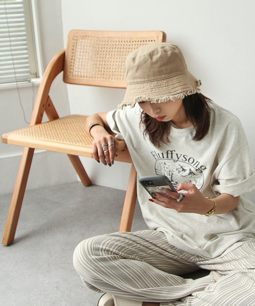 Chillfar（チルファー）の「フリンジツイルバケットハット（ハット・レディース・ブラック/アイボリー/グレイッシュベージュ・FREE）」の12枚目の写真