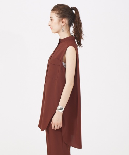 Rouge vif（ルージュヴィフ）の「【セットアップ対応】ノースリブラウス（シャツ/ブラウス・レディース・ブラック/ブラウン・フリー）」の10枚目の写真