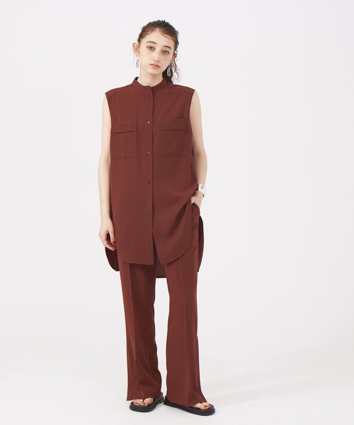 Rouge vif（ルージュヴィフ）の「【セットアップ対応】ノースリブラウス（シャツ/ブラウス・レディース・ブラック/ブラウン・フリー）」の7枚目の写真