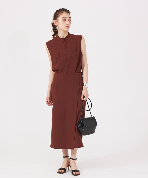 Rouge vif（ルージュヴィフ）の「【セットアップ対応】ノースリブラウス（シャツ/ブラウス・レディース・ブラック/ブラウン・フリー）」の4枚目の写真