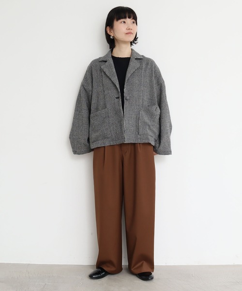l'atelier du savon(アトリエドサボン)の「●W/ウォッシャブルウールチェック ジャケット(テーラードジャケット・レディース・ブラック/その他・FREE)」の18枚目の写真