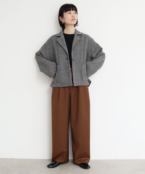 l'atelier du savon(アトリエドサボン)の「●W/ウォッシャブルウールチェック ジャケット(テーラードジャケット・レディース・ブラック/その他・FREE)」の13枚目の写真