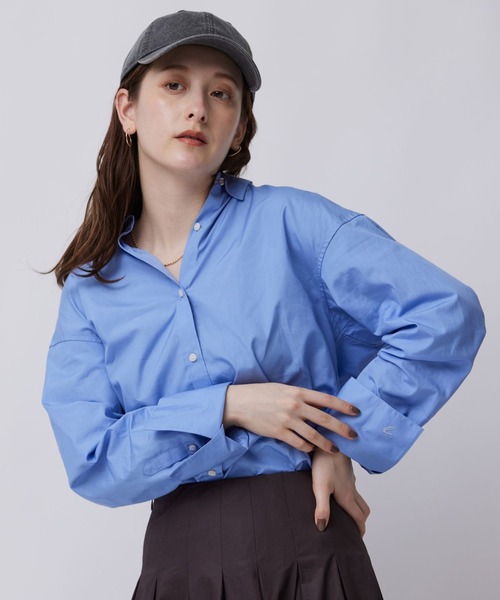 BABYLONE バビロン　刺繍長袖コットンシャツ ブルー　ビックシルエット BABYLONE（バビロン）の「BABYLONE / 刺繍コットンシャツ