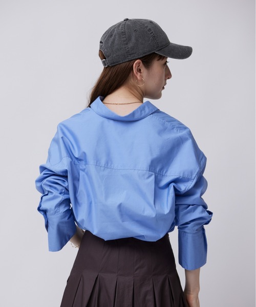 BABYLONE バビロン　刺繍長袖コットンシャツ ブルー　ビックシルエット BABYLONE（バビロン）の「BABYLONE / 刺繍コットンシャツ