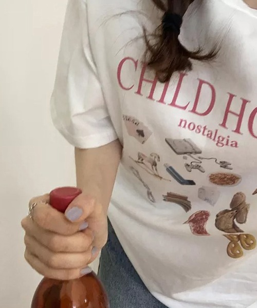 Auntie Rosa（アンティローザ）の「CHILDHOODTシャツ（Tシャツ/カットソー・レディース・レッド/ブルー・FREE）」の5枚目の写真