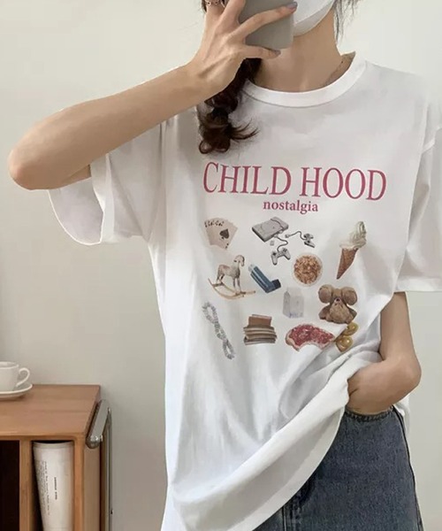 Auntie Rosa（アンティローザ）の「CHILDHOODTシャツ（Tシャツ/カットソー・レディース・レッド/ブルー・FREE）」の7枚目の写真