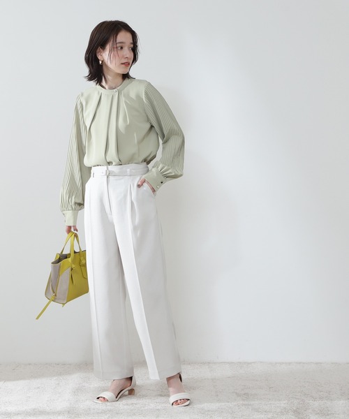 N.（N. Natural Beauty Basic）（エヌエヌナチュラルビューティーベーシック）の「【追加生産】◆ゴールドボタンプリーツブラウス（シャツ/ブラウス・レディース・オフホワイト/ライトグリーン/ブルー/ベージュ・MEDIUM）」の7枚目の写真