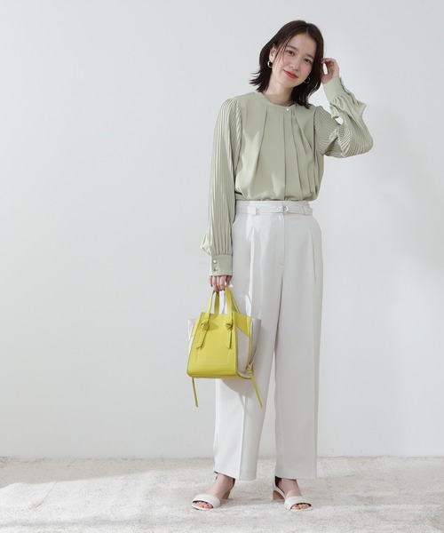 N.（N. Natural Beauty Basic）（エヌエヌナチュラルビューティーベーシック）の「【追加生産】◆ゴールドボタンプリーツブラウス（シャツ/ブラウス・レディース・オフホワイト/ライトグリーン/ブルー/ベージュ・MEDIUM）」の8枚目の写真