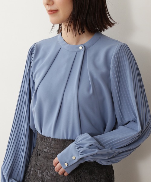 N.（N. Natural Beauty Basic）（エヌエヌナチュラルビューティーベーシック）の「【追加生産】◆ゴールドボタンプリーツブラウス（シャツ/ブラウス・レディース・オフホワイト/ライトグリーン/ブルー/ベージュ・MEDIUM）」の20枚目の写真