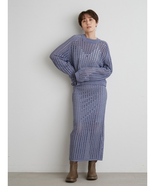 新品タグ付き 【emmi atelier】 メッシュニット プルオーバー 長袖 emmi（エミ）の「【emmi atelier】メッシュニットプルオーバー