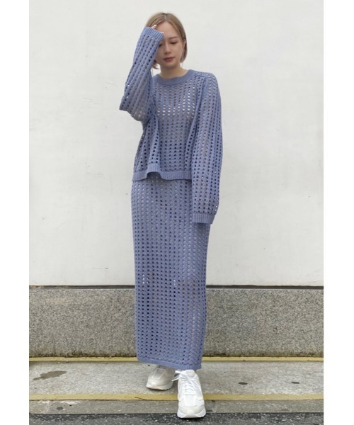 emmi atelier - 【2点セット】メッシュニットプルオーバー/ブラカップリブキャミソール emmi（エミ）の「【emmi atelier】メッシュニットプルオーバー