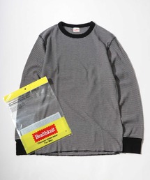 Healthknit（ヘルスニット）の「Healthknit（ヘルスニット）ベーシック ワッフルクルーネック長袖ロンＴ/サーマル無地・ボーダーリンガー/1P（Tシャツ/カットソー・レディース）」