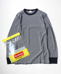Healthknit(ヘルスニット)ベーシック ワッフルクルーネック長袖ロンT/サーマル無地・ボーダーリンガー/1P