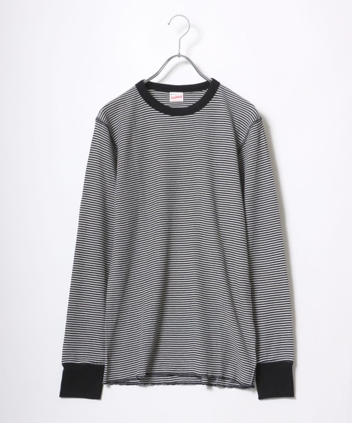 Healthknit（ヘルスニット）の「Healthknit（ヘルスニット）ベーシック ワッフルクルーネック長袖ロンＴ/サーマル無地・ボーダーリンガー/1P（Tシャツ/カットソー・レディース・オフホワイト/ネイビー×ホワイト/ブラック×ホワイト/レッド系その他/ブラック/ブルー系その他/ブラウン系その他/グリーン系その他/カーキブラウン・M/L/XL）」の18枚目の写真