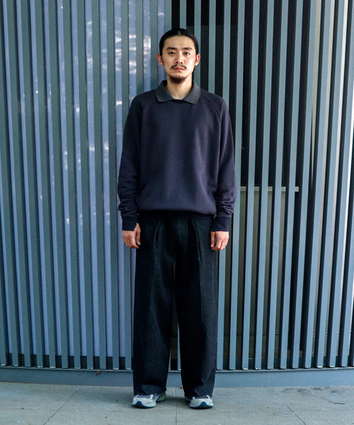 no.(ナンバー)の「【no. / ナンバー】WISM 別注 DOUBLE COLLAR NECK SWEAT(スウェット・メンズ・ネイビー・SMALL/MEDIUM)」の7枚目の写真