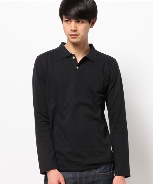 Lui's（ルイス）の「Lui's(ルイス) 鹿の子L/Sポロシャツ（ポロシャツ・メンズ・ホワイト/ブラック・MEDIUM/SMALL）」の2枚目の写真