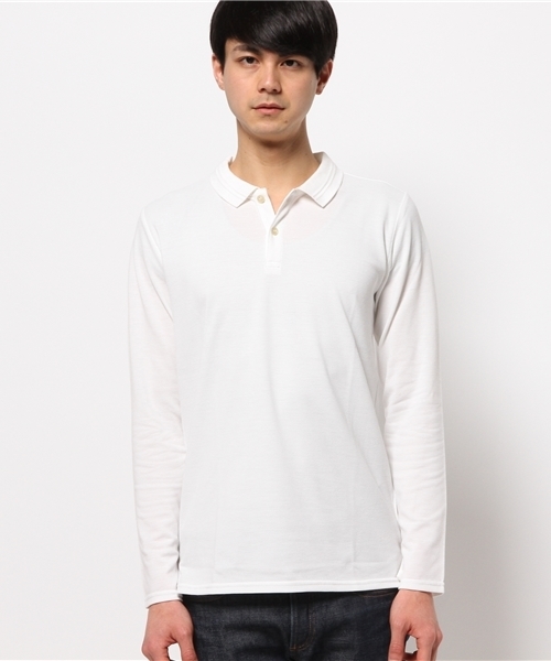 Lui's（ルイス）の「Lui's(ルイス) 鹿の子L/Sポロシャツ（ポロシャツ・メンズ・ホワイト/ブラック・MEDIUM/SMALL）」の10枚目の写真