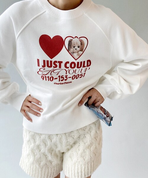 Charles Chaton（シャルルシャトン）の「loving スウェット（Tシャツ/カットソー・レディース・ネイビー/レッド・FREE）」の4枚目の写真