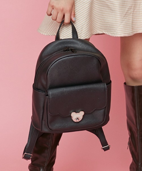 JENNI（ジェニィ）の「ベアターンロックミニリュック（バックパック/リュック・キッズ・ブラック/オフホワイト/ラベンダー・F）」の2枚目の写真