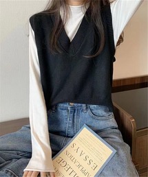 Vネックニットベスト