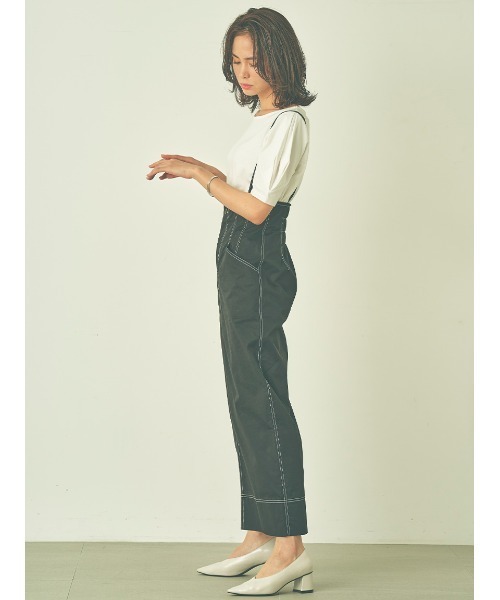 Stylevoice for xxx(スタイルヴォイスフォー)の「タック袖Tシャツ(Tシャツ/カットソー・レディース・オフホワイト/ブラック・FREE)」の3枚目の写真