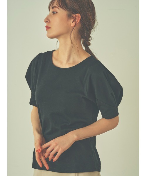 Stylevoice for xxx(スタイルヴォイスフォー)の「タック袖Tシャツ(Tシャツ/カットソー・レディース・オフホワイト/ブラック・FREE)」の13枚目の写真