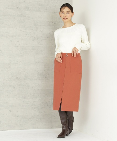 NATURAL BEAUTY BASIC（ナチュラルビューティーベーシック）の「アウトポケットリングタイトスカート（スカート・レディース・ブラック系その他/キャメル/ダークオレンジ・MEDIUM/SMALL/X-SMALL）」の6枚目の写真