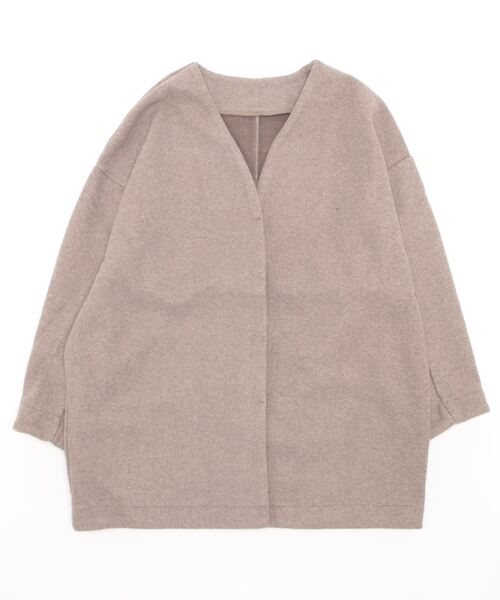 STYLEBLOCK（スタイルブロック）の「カットメルトンコクーンジャケット（ノーカラージャケット・レディース・ピンク系その他/ブラック/グレイッシュベージュ/ベージュ/ライトベージュ/ブルー・M）」の3枚目の写真