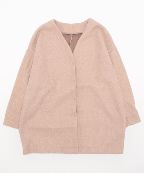 STYLEBLOCK（スタイルブロック）の「カットメルトンコクーンジャケット（ノーカラージャケット・レディース・ピンク系その他/ブラック/グレイッシュベージュ/ベージュ/ライトベージュ/ブルー・M）」の6枚目の写真